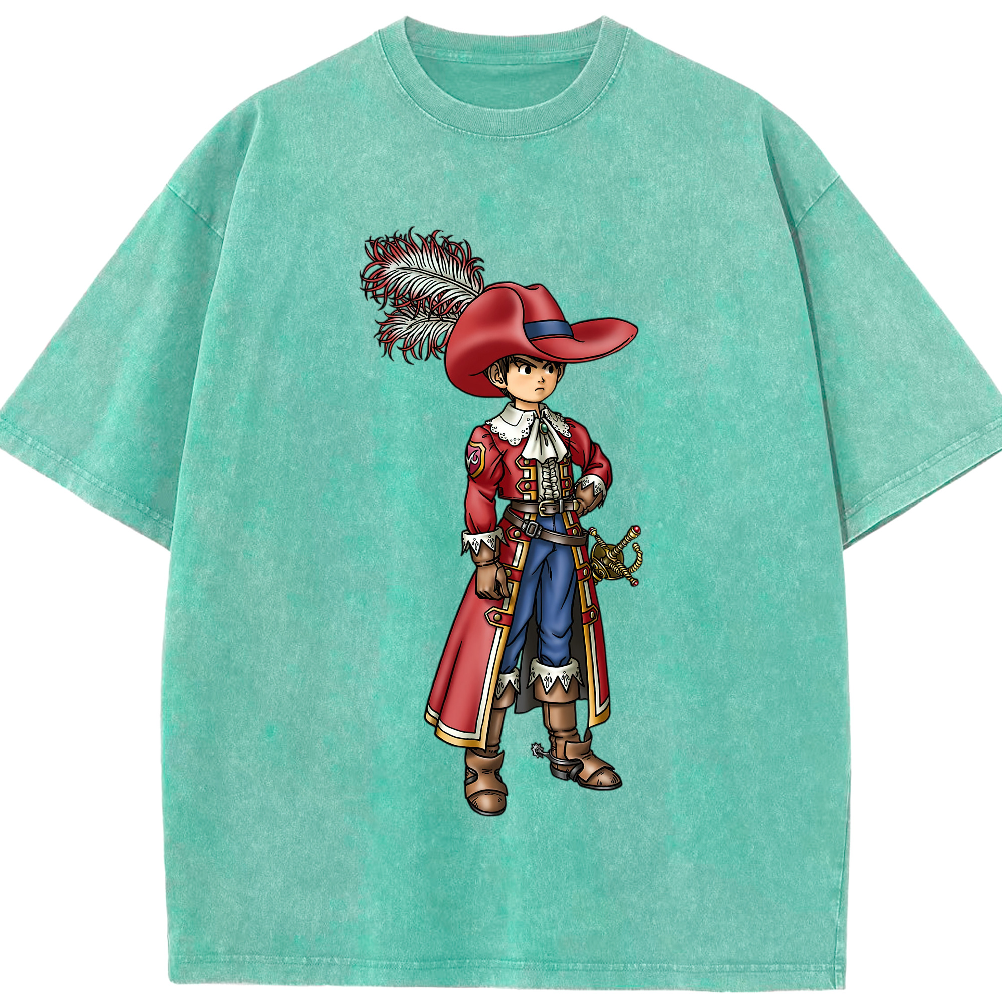 （画像用） ドラゴンクエスト Doragon Kuesuto Dragon Quest 綿100% ヴィンテージ風 半袖Tシャツ（フロントプリント）